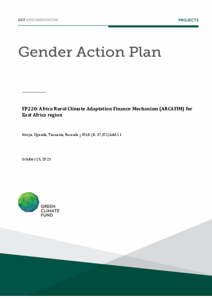 Download Gender action plan for FP220: Africa Rural Climate Adaptation Finance Mechanism (ARCAFIM) for East Africa region Document cover for Gender action plan for FP220: Africa Rural Climate Adaptation Finance Mechanism (ARCAFIM) for East Africa region