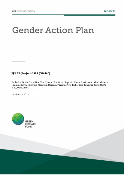 Document cover for Gender action plan for FP223: Project GAIA ("GAIA")