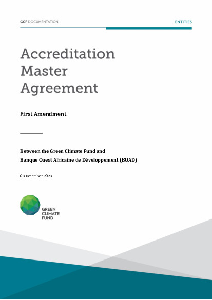 Document cover for Accreditation Master Agreement between GCF and BOAD (First amendment)