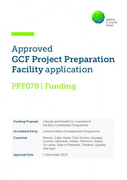 Document cover for Climate and Health Co-Investment Facility Coordination Programme