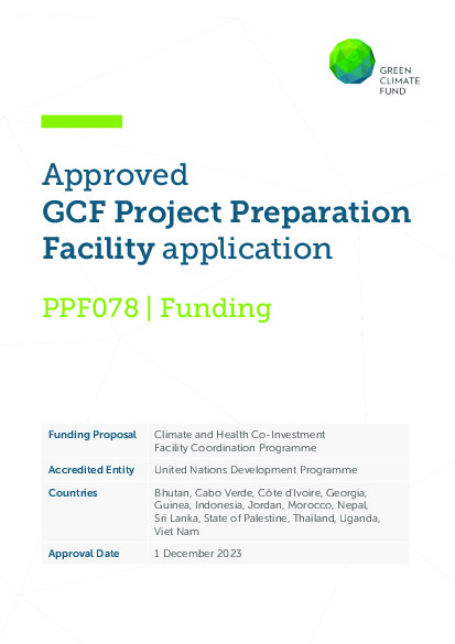 Document cover for Climate and Health Co-Investment Facility Coordination Programme