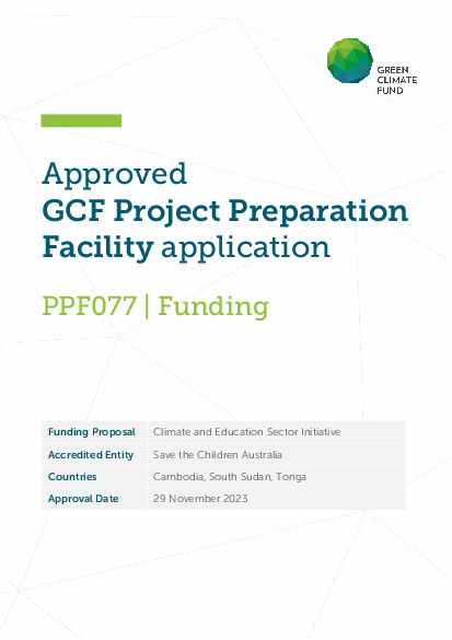 Document cover for Climate and Education Sector Initiative