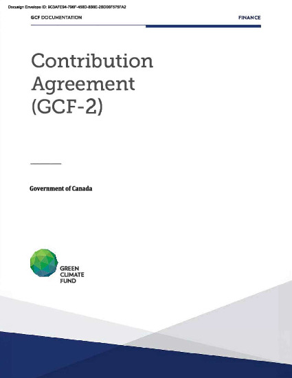 Document cover for Contribution Agreement with Canada (GCF-2)