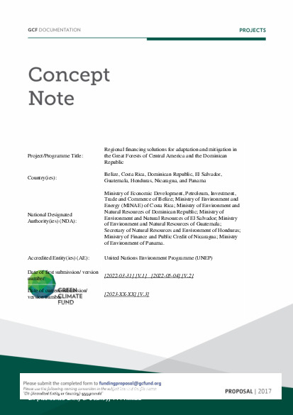 Document cover for Regional financing solutions for adaptation and mitigation in the Great Forests of Central America and the Dominican Republic
