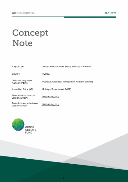 Document cover for Climate Resilient Water Supply Services in Rwanda