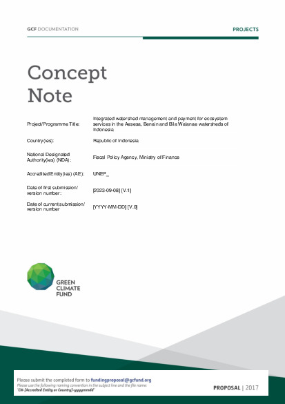 Document cover for Integrated watershed management and payment for ecosystem services in the Aesesa, Benain and Bila Walanae watersheds of Indonesia