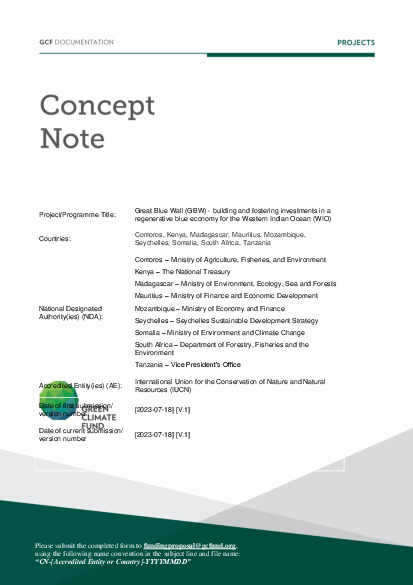 Download Great Blue Wall (GBW) - building and fostering investments in a regenerative blue economy for the Western Indian Ocean (WIO) Document cover for Great Blue Wall (GBW) - building and fostering investments in a regenerative blue economy for the Western Indian Ocean (WIO)