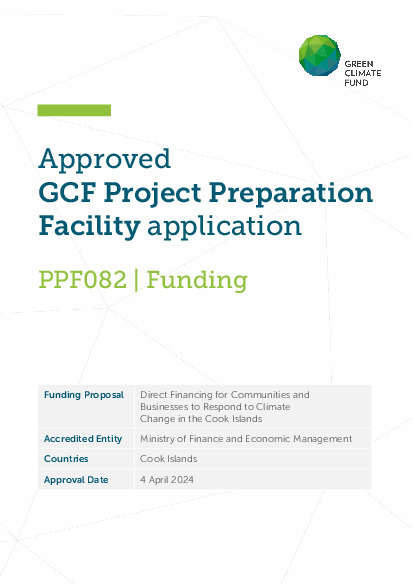 Document cover for Direct Financing for Communities and Businesses to Respond to Climate Change in the Cook Islands