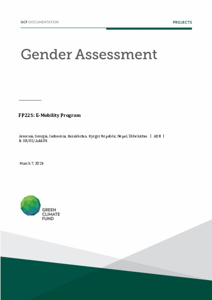 Document cover for Gender assessment for FP225: E-Mobility Program