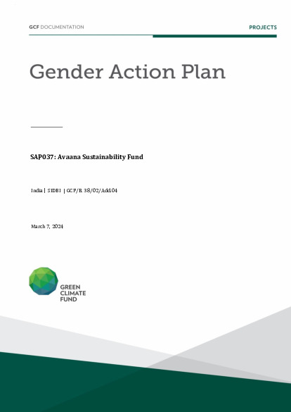 Document cover for Gender action plan for SAP037: Avaana Sustainability Fund