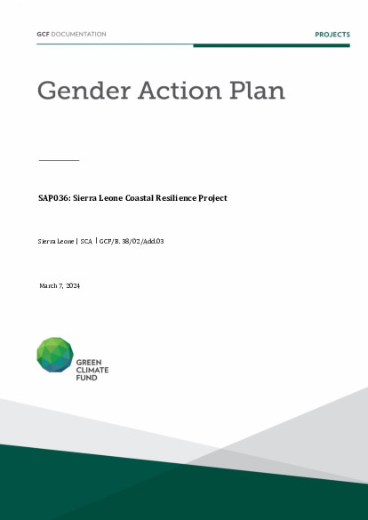 Document cover for Gender action plan for SAP036: Sierra Leone Coastal Resilience Project (SLCRP)