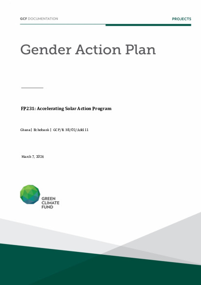 Document cover for Gender action plan for FP231: Accelerating Solar Action Program