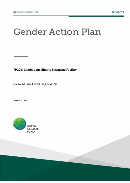 Document cover for Gender action plan for FP228: Cambodian Climate Financing Facility