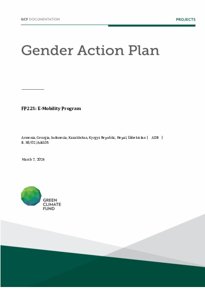 Document cover for Gender action plan for FP225: E-Mobility Program