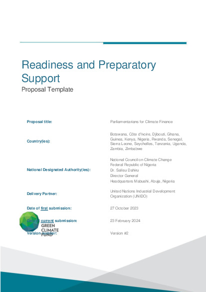 Document cover for Parliamentarians for Climate Finance