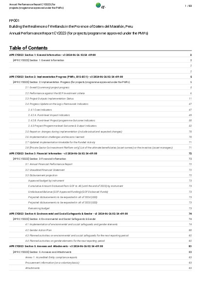 Download 2023 Annual Performance Report for FP001: Building the Resilience of Wetlands in the Province of Datem del Marañón, Peru Document cover for 2023 Annual Performance Report for FP001: Building the Resilience of Wetlands in the Province of Datem del Marañón, Peru