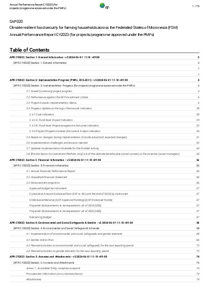 Download 2023 Annual Performance Report for SAP020: Climate resilient food security for farming households across the Federated States of Micronesia (FSM) Document cover for 2023 Annual Performance Report for SAP020: Climate resilient food security for farming households across the Federated States of Micronesia (FSM)