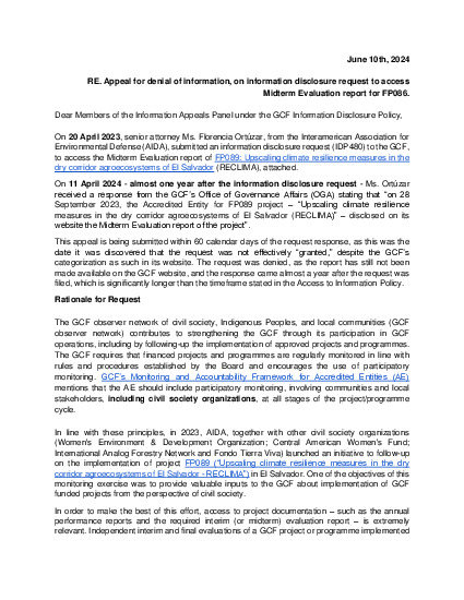 Document cover for Information appeal IDP/2024/C004