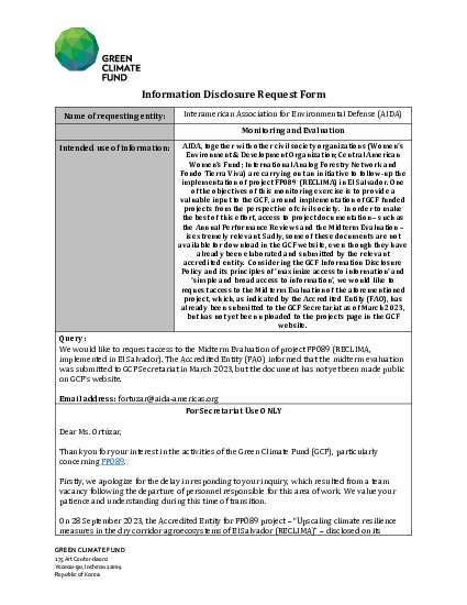Document cover for  Decisions made for information disclosure request IDP480
