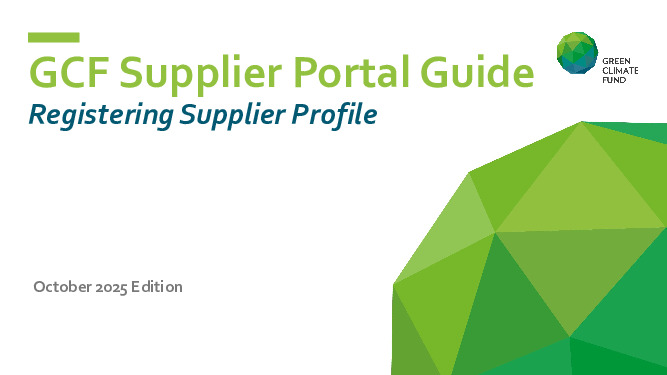 Document cover for GCF Supplier Portal 101: Self-Registration and first login