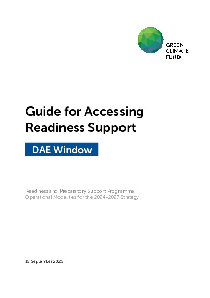 Document cover for Guide for Direct Access Entities to access Readiness support