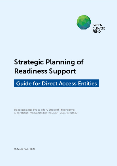 Document cover for Guide for Direct Access Entities on strategic planning of Readiness support