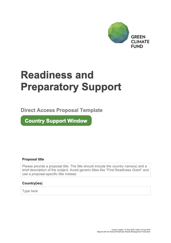 Download Direct access proposal template - Country support window Document cover for Direct access proposal template - Country support window