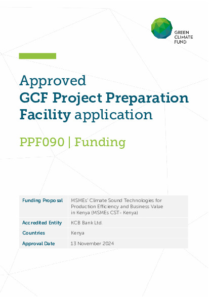 Download MSMEs’ Climate Sound Technologies for Production Efficiency and Business Value in Kenya (MSMEs CST- Kenya) Document cover for MSMEs’ Climate Sound Technologies for Production Efficiency and Business Value in Kenya (MSMEs CST- Kenya)