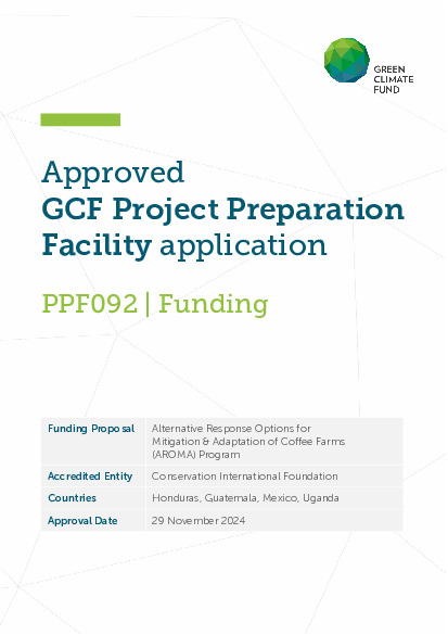Download Alternative Response Options for Mitigation & Adaptation of Coffee Farms (AROMA) Program Document cover for Alternative Response Options for Mitigation & Adaptation of Coffee Farms (AROMA) Program