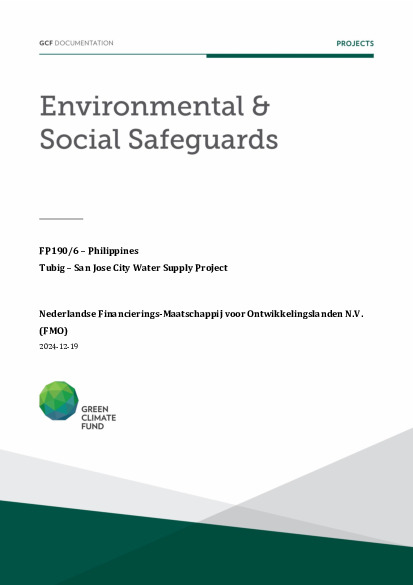 Download Environmental and social safeguards (ESS) report for FP190: Climate Investor Two - Tubig – San Jose City Water Supply Project Document cover for Environmental and social safeguards (ESS) report for FP190: Climate Investor Two - Tubig – San Jose City Water Supply Project