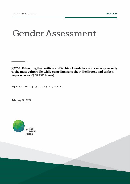 Download Gender assessment for FP260: Enhancing the resilience of Serbian forests to ensure energy security of the most vulnerable while contributing to their livelihoods and carbon sequestration (FOREST Invest) Document cover for Gender assessment for FP260: Enhancing the resilience of Serbian forests to ensure energy security of the most vulnerable while contributing to their livelihoods and carbon sequestration (FOREST Invest)