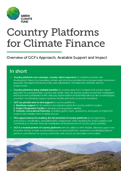 Document cover for Country platforms for climate finance