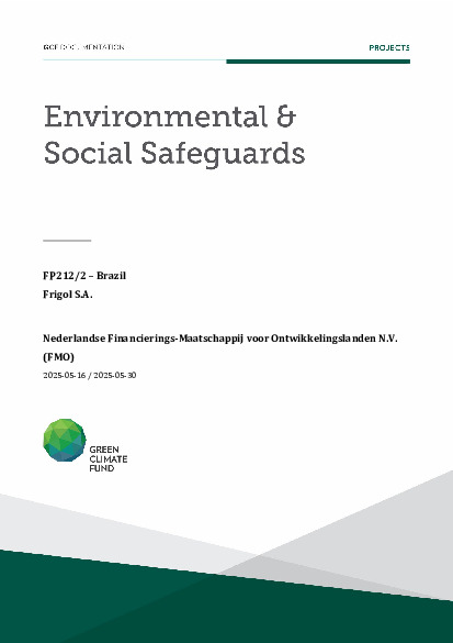 Document cover for Environmental and social safeguards (ESS) report for FP212: &Green Fund: Investing in Inclusive Agriculture and Protecting Forests