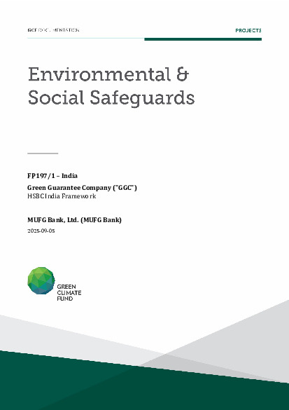 Document cover for Environmental and social safeguards (ESS) report for FP197: Green Guarantee Company ("GGC") - HSBC India Framework