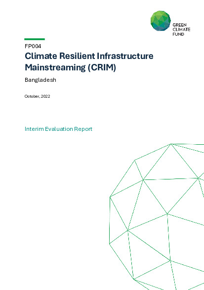 Document cover for Interim evaluation report for FP004: Climate Resilient Infrastructure Mainstreaming (CRIM)