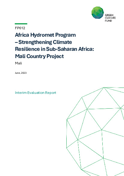 Document cover for Interim evaluation report for FP012: Africa Hydromet Program – Strengthening Climate Resilience in Sub-Saharan Africa: Mali Country Project