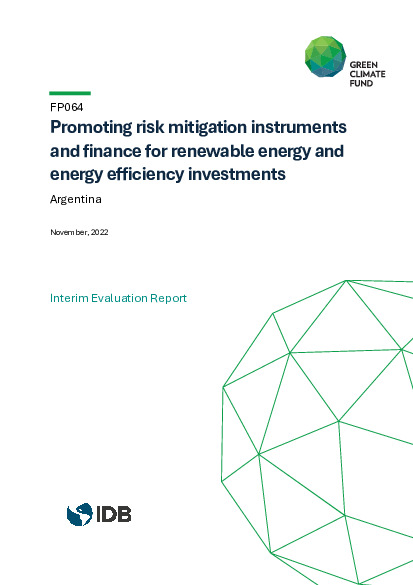 Document cover for Interim evaluation report for FP064: Promoting risk mitigation instruments and finance for renewable energy and energy efficiency investments