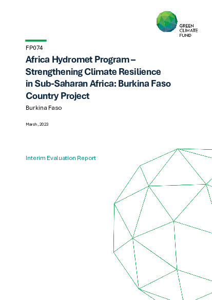 Document cover for Interim evaluation report for FP074: Africa Hydromet Program – Strengthening Climate Resilience in Sub-Saharan Africa: Burkina Faso Country Project