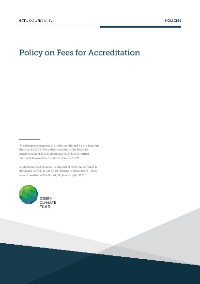 Document cover for Policy on Fees for Accreditation