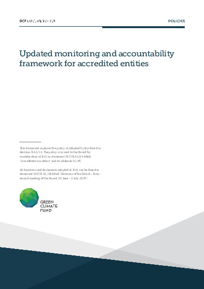 Document cover for Updated monitoring and accountability framework for accredited entities