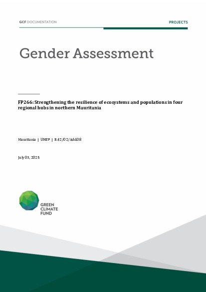 Document cover for Gender assessment for FP266: Strengthening the resilience of ecosystems and populations in four regional hubs in northern Mauritania