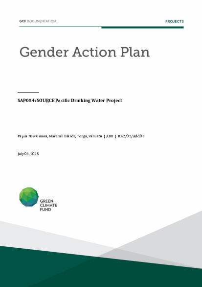 Document cover for Gender action plan for SAP054: SOURCE Pacific Drinking Water Project
