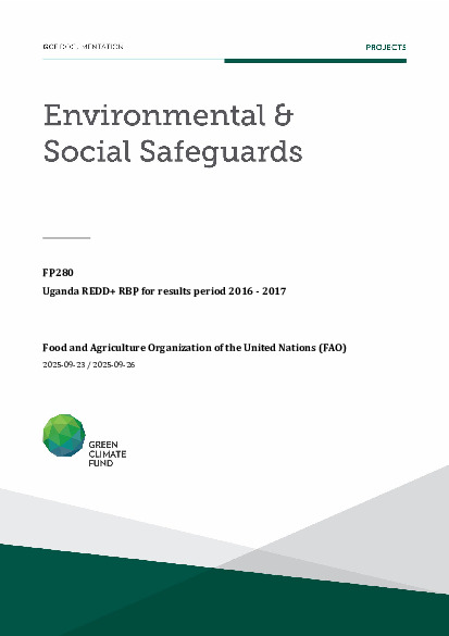 Document cover for Environmental and social safeguards (ESS) report for FP280: Uganda REDD+ RBP for results period 2016 - 2017