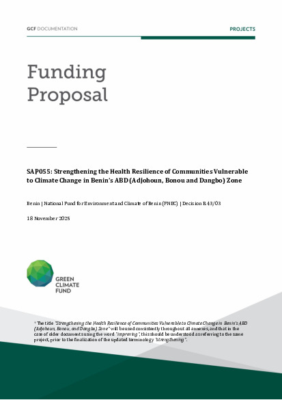 Document cover for Strengthening the Health Resilience of Communities Vulnerable to Climate Change in Benin’s ABD (Adjohoun, Bonou and Dangbo) Zone