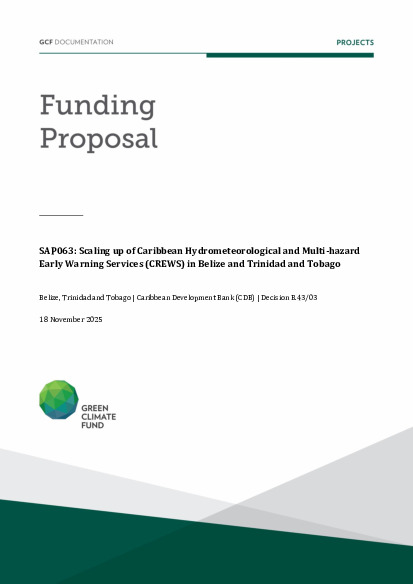 Document cover for Scaling up of Caribbean Hydrometeorological and Multi-hazard Early Warning Services (CREWS) in Belize and Trinidad and Tobago