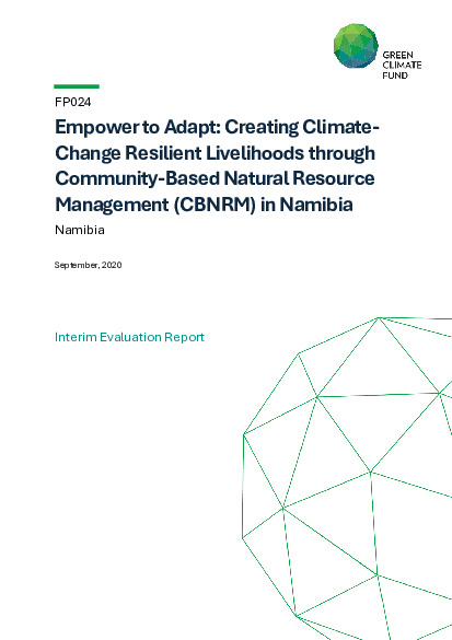 Document cover for Interim evaluation report for FP024: Enpower to Adapt: Creating Climate-Change Resilient Livelihoods through  Community-Based Natural Resource Management (CBNRM) in Namibia