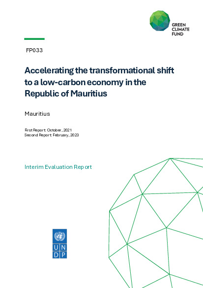 Document cover for Interim evaluation report for FP033: Accelerating the transformational shift to a low-carbon economy in the Republic of Mauritius