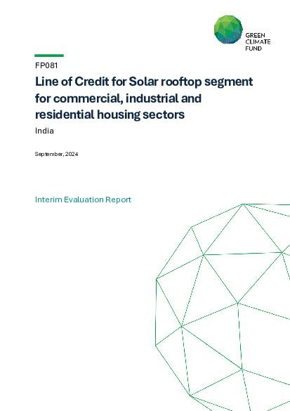 Document cover for Interim evaluation report for FP081: Line of Credit for Solar rooftop segment for commercial, industrial and residential housing sectors