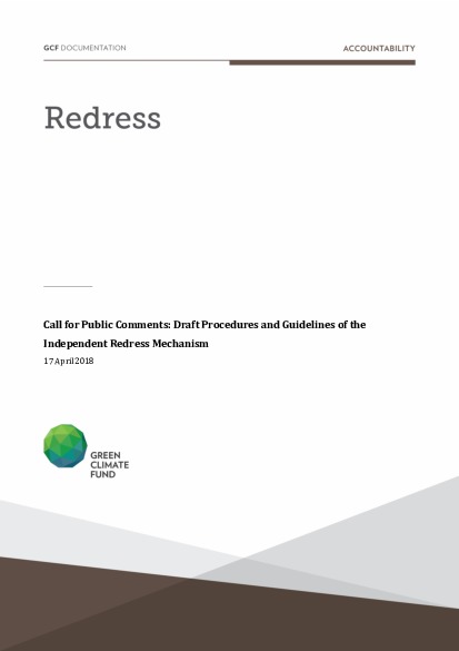 Document cover for Call for public comments: Draft Procedures and Guidelines of the Independent Redress Mechanism