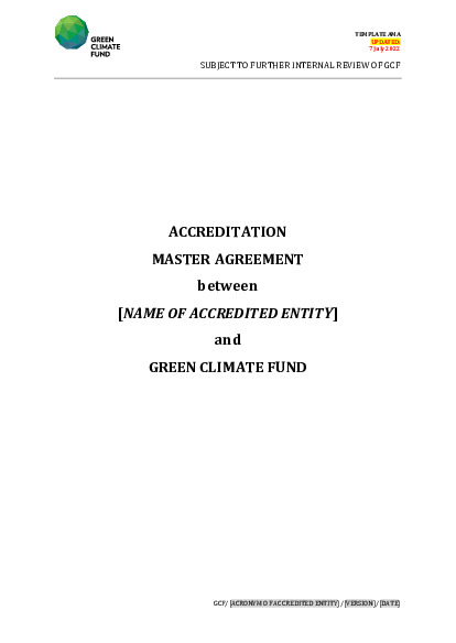 Document cover for Accreditation Master Agreement
